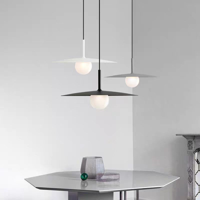 D400mm UFO-shaped pendant light, satin black saucer design hanging lamp, modern indoor pendant lighting