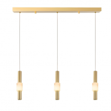 3 Head Alabaster Dining Brass Pendant Light | Modern Linear Chandelier