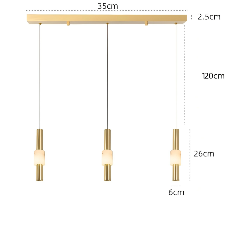 Overall dimension: L350 x W60 x Max H1200mm alabaster pendant light