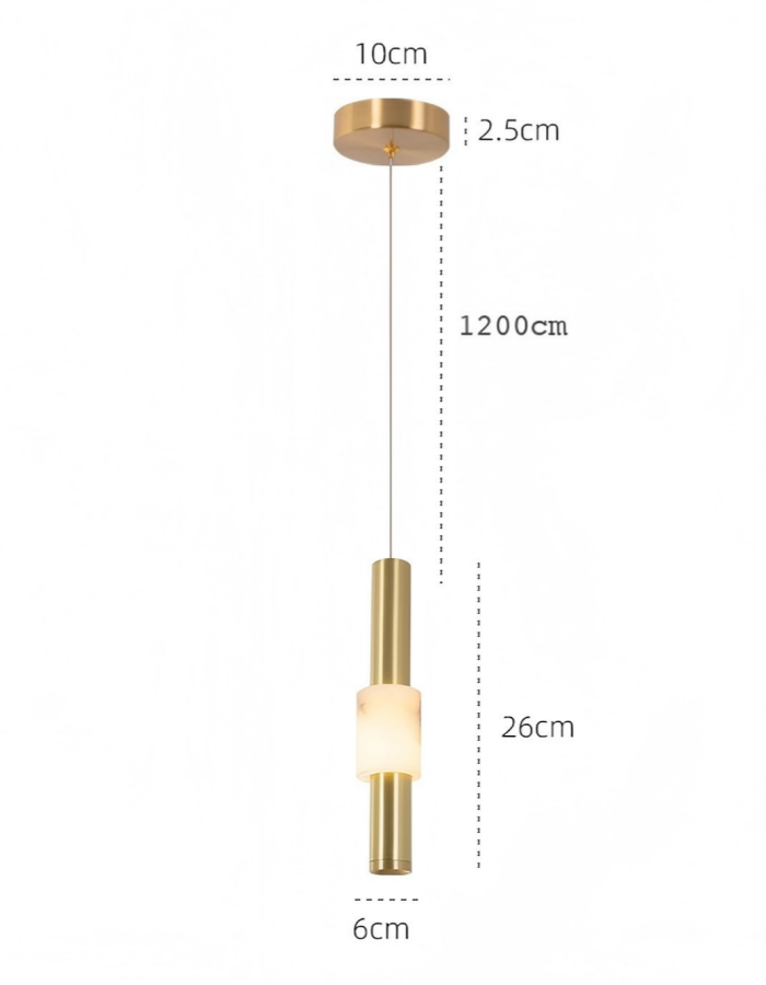 small size alabaster bedside led pendant lamp size D60xH1200mm