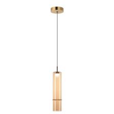 bamboo glass in amber LED 3W and black cable, brass canopy pendnat lamp