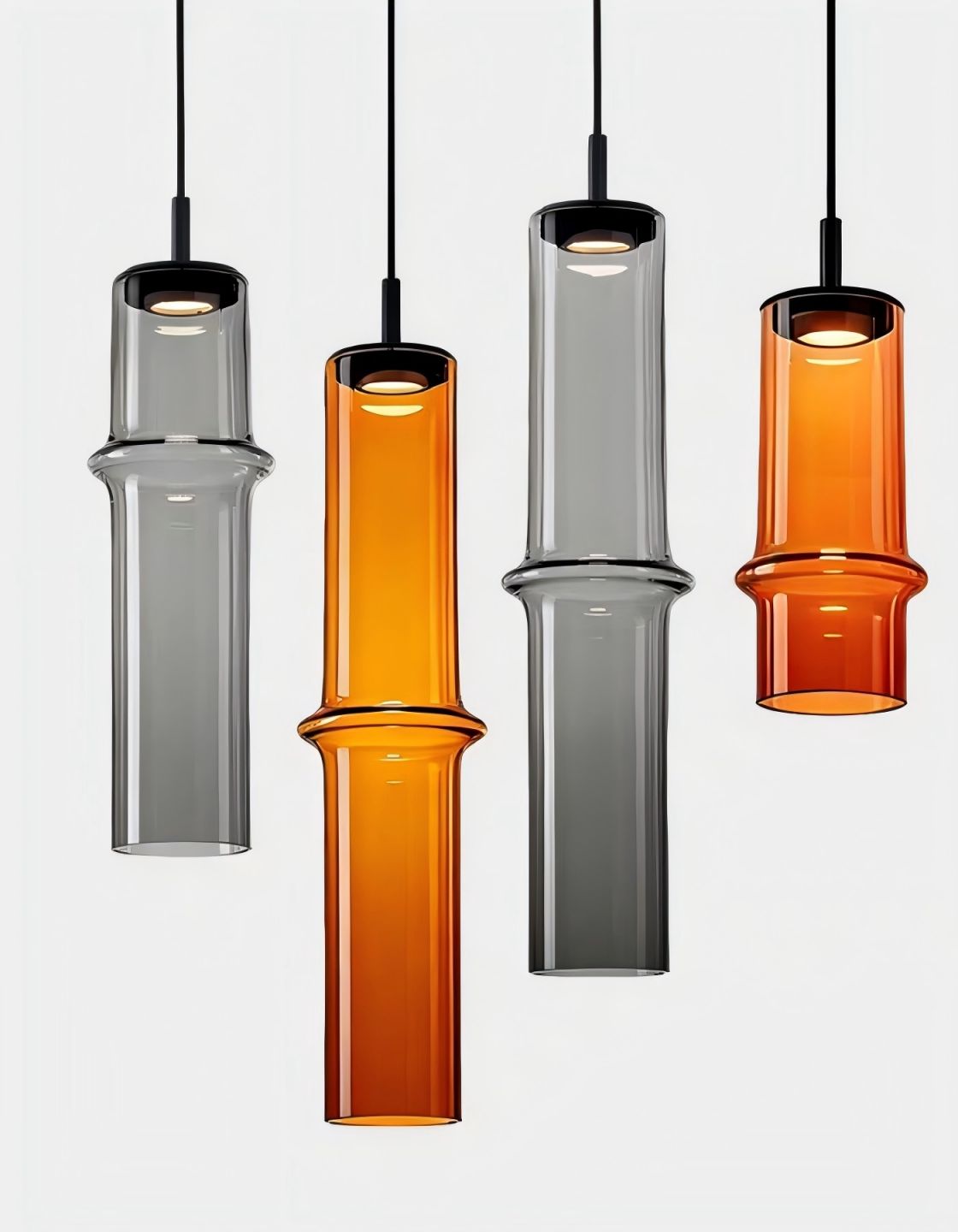 Colorful Glass LED Pendant Light - Amber & Smoked Glass Decorative Lighting