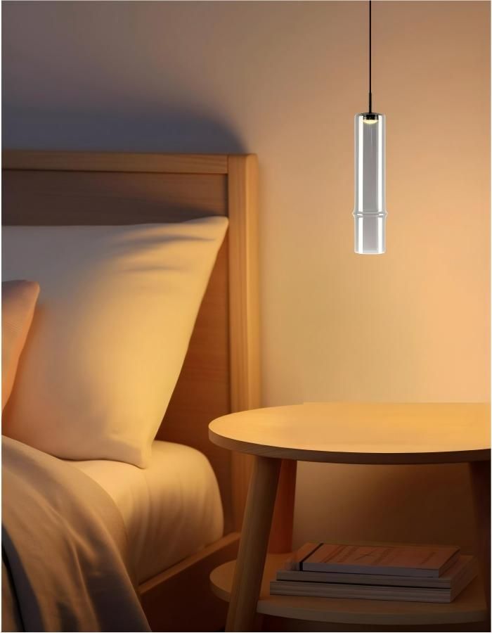 smoky glass tube 90x1200mm pendant lamp that hanging in bedside